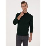 Cacharel Erkek Zümrüt Slim Fit Yün Karışımlı Çeyrek Balıkçı Yaka Basic Triko Kazak 50315295-VR055