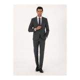 Cacharel Füme Slim Fit Çizgili Mono Yaka Yün Karışımlı Takım Elbise 50316335-VR058