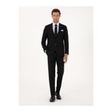 Cacharel Siyah Slim Fit Mikro Desenli Mono Yaka Yün Karışımlı Takım Elbise 50311025-VR046