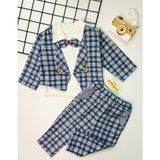 Cacobebiş Erkek Bebek Papyonlu Blazer Ceket Pantolon Body 3'lü Takım - 12 - 18 Ay - Mavi