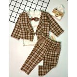 Cacobebiş Erkek Bebek Papyonlu Blazer Ceket Pantolon Body 3'lü Takım - 9 - 12 Ay - Kahverengi