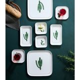 Cactus 26 Parça Bone Kare Porselen Kahvaltı Takımı