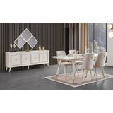 Cadde Yıldız Izmit Ekru Yemek Odası Modern Tasarım Yonga Levha Malzemeden Açılır Masa 190x90 cm