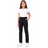 caddekids Kız Çocuk Okul Pantolonu Ribana Bel Bağcıklı Rahat Kumaş Günlük Basic Düz Paça Pantolon Siyah 6-16 Yaş (BİR BÜYÜK BEDEN ALINMASI TAVSİYE EDİLİR)
