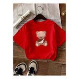caddekombin Kadın Oversize The Best Ayı Baskılı Kırmızı T-shirt