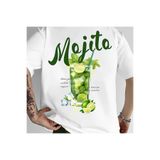 Caddemia %100 saf pamuklu, şık, gündelik, gevşek, canlı, Mojito kokteyl desenli baskılı, yuvarla