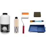 Cadence 2 Litre Beyaz Hybrid Akrilik Multisurface Boya 500 ml Taş Vernik Seti Ekonomik Fırça
