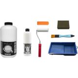 Cadence 2 lt Beyaz Akrilik Boya ve 500 ml Parlak Vernik Seti ile Boyama Kabı ve Fırça