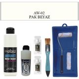 Cadence AW-02 Pak Beyaz 250 ml Ambiente Islak Zemin Boyası ve Taş Vernik Rulo Seti ile Kullanıma Uygun