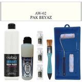 Cadence Boya Fayans Tezgah B-Ambiente Islak Zemin Aw-02 Pakbeyaz 500ML Katalizör 30GR Mat Taş Vernik 250 Saten Rulo Set - Pak Beyaz