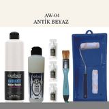 Cadence Boya Fayans Tezgah B-Ambiente Islak Zemin Aw-04 Antikbeyaz 500ML Katalizör 30GR Mat Taş Vernik 250 Saten Rulo Set - Antik Beyaz