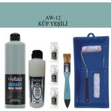 Cadence Boya Fayans Tezgah B-Ambiente Islak Zemin Aw-12 Küfyeşil 500ML Katalizör 30GR Taş Vernik 250 Saten Rulo Set - Küf Yeşili