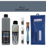 Cadence Boya Fayans Tezgah B-Ambiente Islak Zemin Aw-22 Grafiti Gri 500ML Katalizör 30GR Mat Taş Vernik 250 Saten Rulo Set
