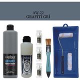 Cadence Boya Fayans Tezgah B-Ambiente Islak Zemin Aw-22 Grafiti Gri 500ML Katalizör 30GR Taş Vernik 250 Saten Rulo Set