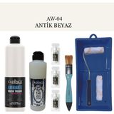 Cadence Fayans Tezgah B - Ambiente Islak Zemin Aw - 04 Antik Beyaz 500 ml Katalizör 30 gr Taş Vernik 250 Saten Rulo Set