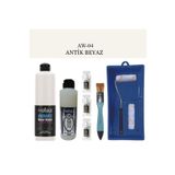 Cadence Fayans Tezgah B.-Ambiente Islak Zemin Aw-04 Antik Beyaz 500Ml Katalizör 30Gr Taş Vernik 250 Rulo Set Antik Beyaz Tek Ebat