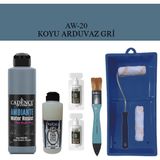 Cadence Fayans Tezgah B - Ambiente Islak Zemin Aw - 20 Koyu Arduvaz gr i 250 ml Katalizör 20 gr Taş Vernik 120 Saten Rulo Set