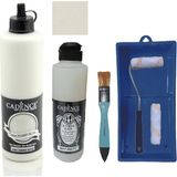 Cadence Mobilya Boyası - Multisurface H - 003 Eskimiş Beyaz 500 ml + Ultimate Vernik Mat 250 ml + Saten Rulo Set