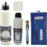 Cadence Mobilya Boyası - Multisurface H - 004 Antik Beyaz 500 ml Ultimate Vernik Parlak 250 ml Saten Rulo Set