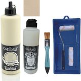 Cadence Mobilya Boyası - Multisurface H - 006 Dantel 500 ml + Ultimate Vernik Mat 250 ml + Saten Rulo Set