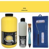 Cadence Mobilya Boyası - Multisurface H - 008 Limon Sarı 2000 ml Ultimate Vernik Mat 500 ml Saten Rulo Set