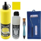 Cadence Mobilya Boyası - Multisurface H - 009 Sarı 500 ml Ultimate Vernik Parlak 250 ml Saten Rulo Set