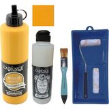 Cadence Mobilya Boyası - Multisurface H - 010 Sıcak Turuncu 500 ml + Ultimate Vernik Mat 250 ml + Saten Rulo Set
