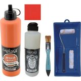 Cadence Mobilya Boyası - Multisurface H - 012 Turuncu 500 ml + Ultimate Vernik Mat 250 ml + Saten Rulo Set