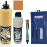 Cadence Mobilya Boyası - Multisurface H - 013 Amber 500 ml Ultimate Vernik Parlak 250 ml Saten Rulo Set