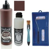 Cadence Mobilya Boyası - Multisurface H - 017 Çikolata 500 ml Ultimate Vernik Parlak 250 ml Saten Rulo Set