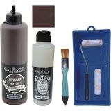 Cadence Mobilya Boyası - Multisurface H - 018 Koyu Kahve 500 ml + Ultimate Vernik Mat 250 ml + Saten Rulo Set