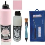 Cadence Mobilya Boyası - Multisurface H - 024 Bebek Pembe 500 ml + Ultimate Vernik Mat 250 ml + Saten Rulo Set