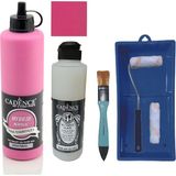 Cadence Mobilya Boyası - Multisurface H - 025 Fuşya 500 ml Ultimate Vernik Parlak 250 ml Saten Rulo Set