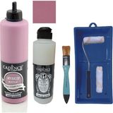 Cadence Mobilya Boyası - Multisurface H - 028 V Pembe 500 ml Ultimate Vernik Parlak 250 ml Saten Rulo Set