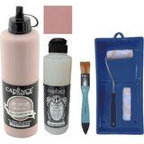 Cadence Mobilya Boyası - Multisurface H - 030 Pudra Pembe 500 ml Ultimate Vernik Parlak 250 ml Saten Rulo Set