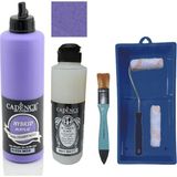 Cadence Mobilya Boyası - Multisurface H - 034 Mor 500 ml + Ultimate Vernik Mat 250 ml + Saten Rulo Set