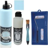 Cadence Mobilya Boyası - Multisurface H - 035 Bebek Mavi 500 ml + Ultimate Vernik Mat 250 ml + Saten Rulo Set