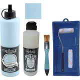 Cadence Mobilya Boyası - Multisurface H - 036 M mavi 500 ml Ultimate Vernik Parlak 250 ml Saten Rulo Set