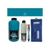 Cadence Mobilya Boyası - Multisurface H - 041 Turkuaz 2000 ml Ultimate Vernik Mat 500 ml Saten Rulo Set