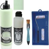 Cadence Mobilya Boyası - Multisurface H - 045 Pastel Yeşil 500 ml + Ultimate Vernik Mat 250 ml + Saten Rulo Set