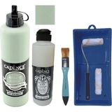 Cadence Mobilya Boyası - Multisurface H - 047 Açık Adaçayı 500 ml Ultimate Vernik Parlak 250 ml Saten Rulo Set