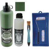Cadence Mobilya Boyası - Multisurface H - 051 Yaprak Yeşil 500 ml + Ultimate Vernik Mat 250 ml + Saten Rulo Set