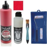 Cadence Mobilya Boyası - Multisurface H - 053 Crımson Kırmızı 500 ml Ultimate Vernik Parlak 250 ml Saten Rulo Set