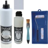 Cadence Mobilya Boyası - Multisurface H - 057 Arduvaz gr i 500 ml + Ultimate Vernik Mat 250 ml + Saten Rulo Set