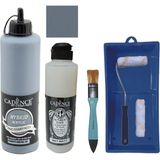 Cadence Mobilya Boyası - Multisurface H - 058 Koyu Arduvaz gr i 500 ml + Ultimate Vernik Mat 250 ml + Saten Rulo Set