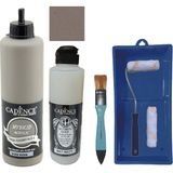 Cadence Mobilya Boyası - Multisurface H - 059 Vizon 500 ml + Ultimate Vernik Mat 250 ml + Saten Rulo Set