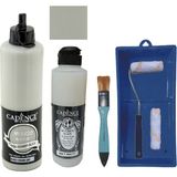Cadence Mobilya Boyası - Multisurface H - 063 Vizon gr i 500 ml + Ultimate Vernik Mat 250 ml + Saten Rulo Set