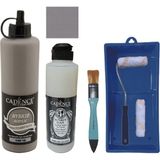 Cadence Mobilya Boyası - Multisurface H - 066 Taş 500 ml Ultimate Vernik Parlak 250 ml Saten Rulo Set