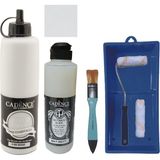Cadence Mobilya Boyası - Multisurface H - 068 Buhar 500 ml + Ultimate Vernik Mat 250 ml + Saten Rulo Set