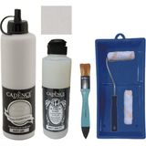 Cadence Mobilya Boyası - Multisurface H - 071 Çığ 500 ml + Ultimate Vernik Mat 250 ml + Saten Rulo Set